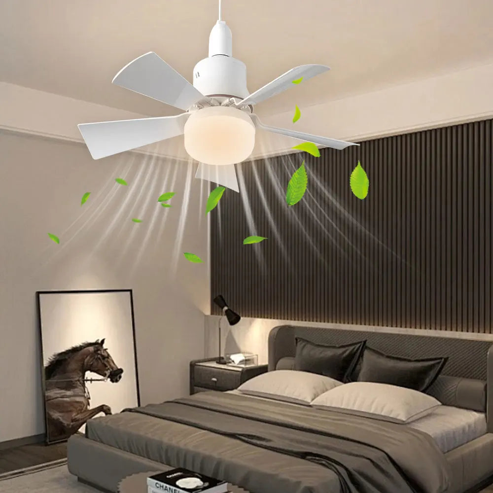 30W Ceiling Fan Light E27 Base Silent Electric Fan Lamp with Remote Control Dimming Ceiling Fan Light for Living Room Bedroom